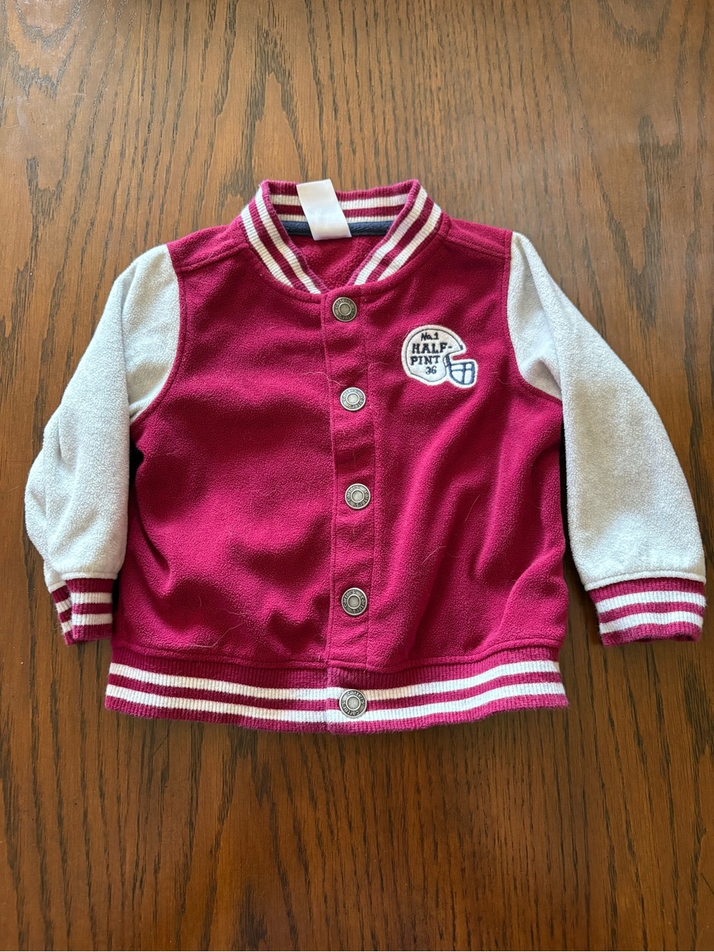 Kids' Magenta & White Varsity Jacket